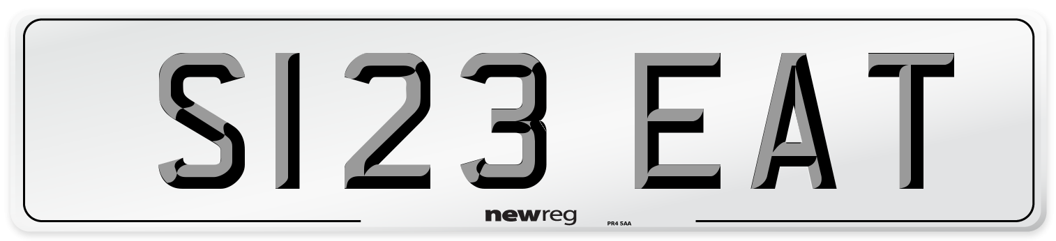 S123 EAT Number Plate from New Reg
